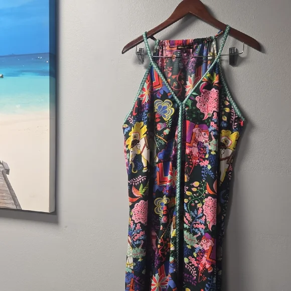 America & Beyond Colorful Elephant Floral Flower Print Maxi Dress Size XL